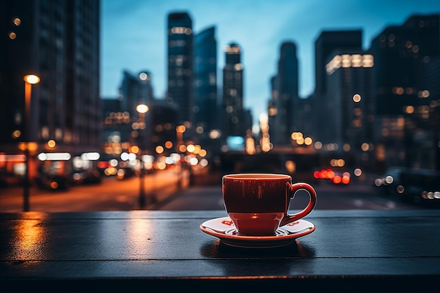 notte in città e caffè