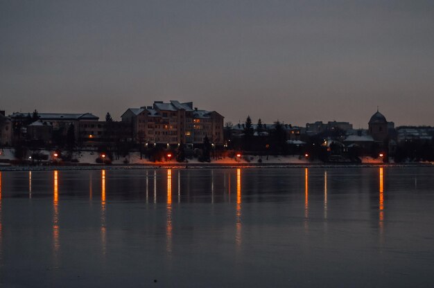 Notte Lago di Ternopil Ucraina Europa