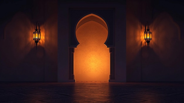 Notte Moschea Romantica e nostalgica Luce arancione e scura Temi navali