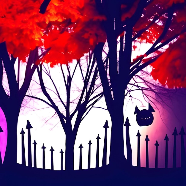 Notte oscura di Halloween alcune ombre degli alberi dei diavoli colore 4K