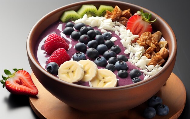 Nourishing Delight Acai Bowl pieno di frutta fresca AI generativa