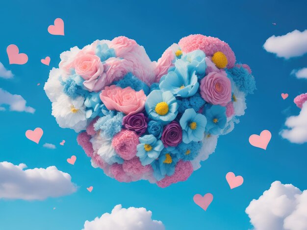 Nube concetto di amore creativo di fiori freschi di primavera ai generativa