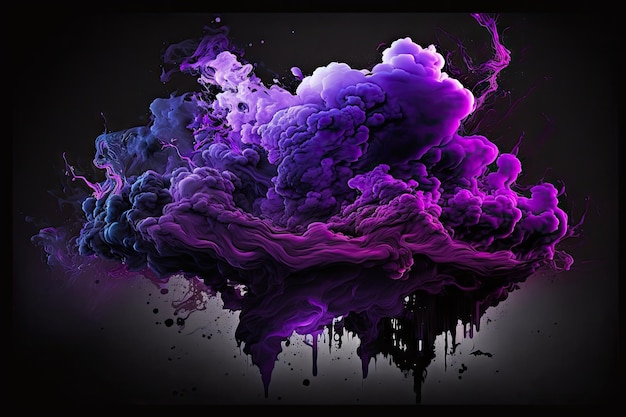 Nube di gas tossico astratto con sfondo nero viola sfondo decorazione illustrazione digitale