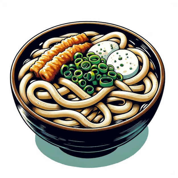 Nudles Udon illustrazione di cartoni animati cibo tradizionale giapponese