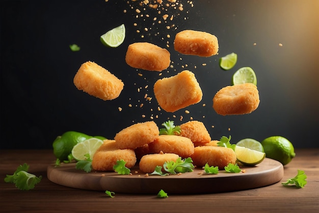 Nuggets di pollo in aria con lime e verdure cibo messicano