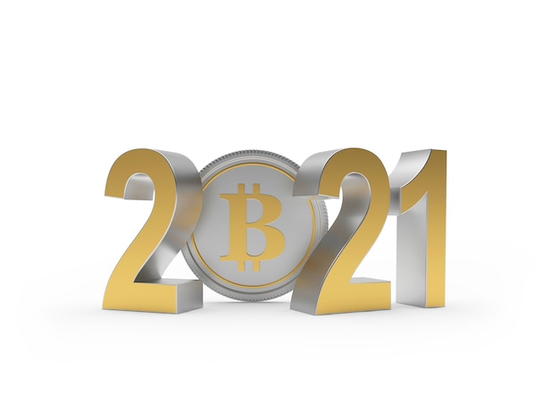 Numeri d'oro 2021 con moneta bitcoin