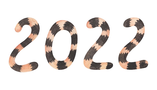 Numeri di disegno ad acquerello su fondo bianco I numeri del nuovo anno