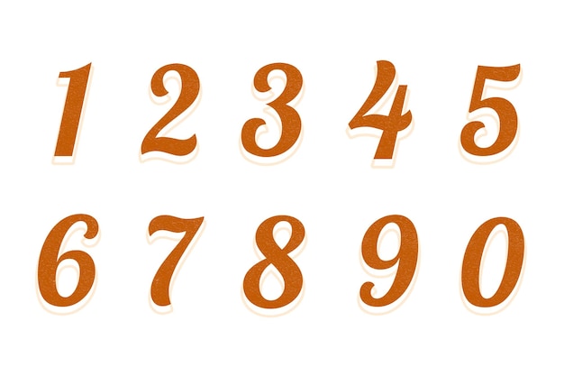 Numeri png tipografia retro carattere stampabile