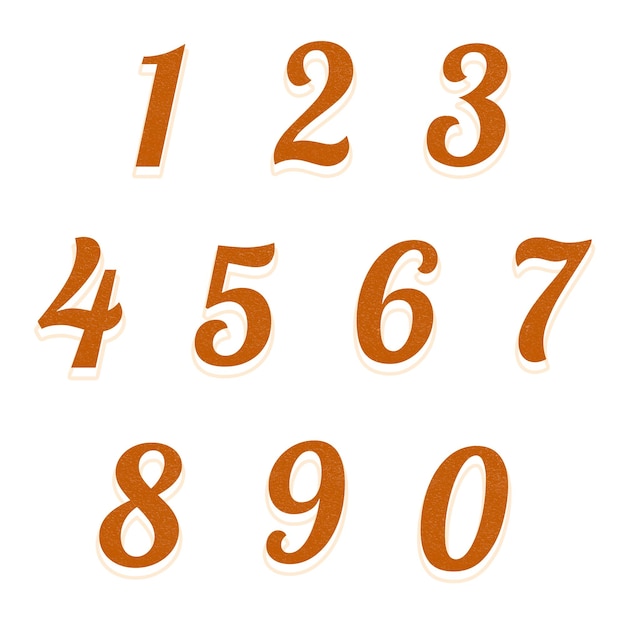 Numeri png tipografia retro stampabile