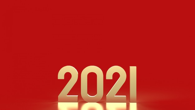 Numero 2021 d'oro su sfondo rosso