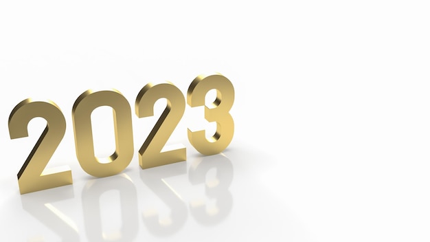 Numero 2023 oro su sfondo bianco 3d renderingxA