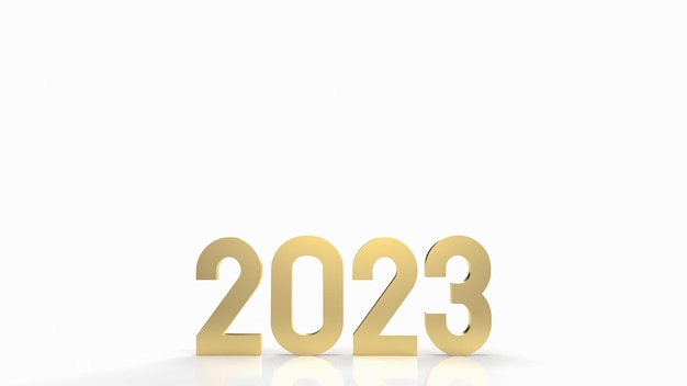 Numero 2023 oro su sfondo bianco 3d renderingxA