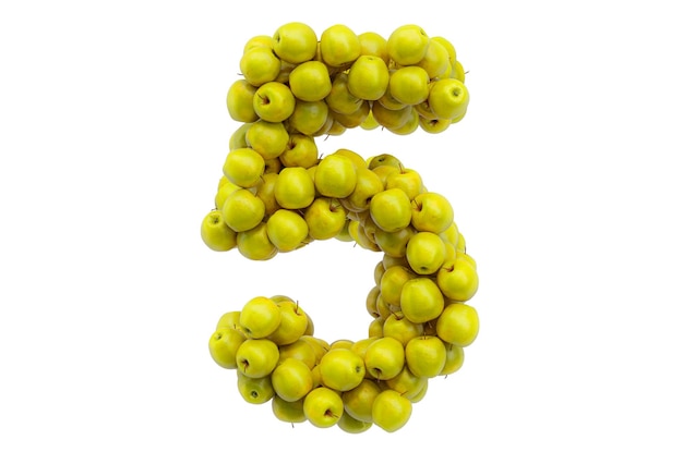 Numero 5 dal rendering 3D delle mele gialle