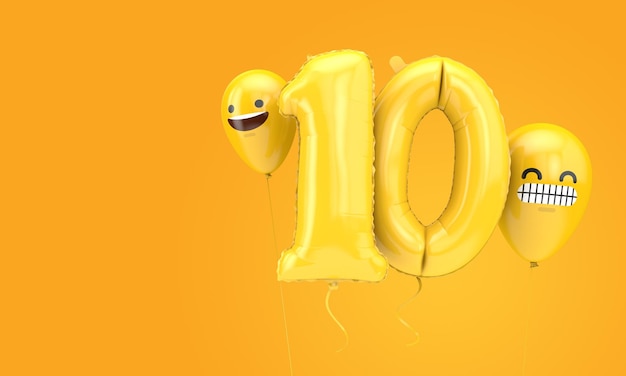 Numero ballloon compleanno con emoji facce palloncini d rendering