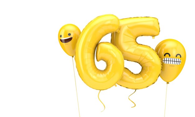 Numero ballloon compleanno con emoji facce palloncini d rendering