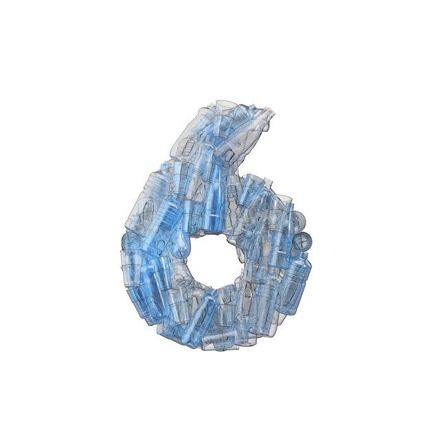 Numero composto da bottiglie di plastica riciclaggio di plastica font d rendering