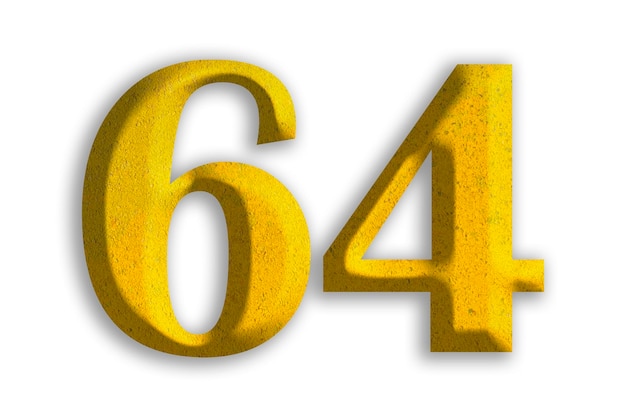 Numero d'oro 3d 64 isolato su sfondo trasparente