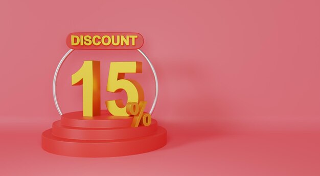 Numero d'oro Sconto del 15% sul podio con sfondo rosso