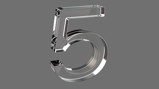 Numero oro argento cristallo di vetro anniversario 3d rendering illustrazione
