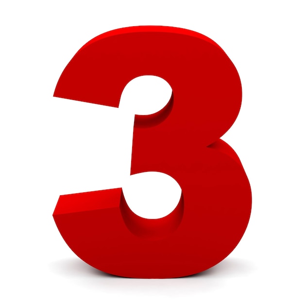 Numero tre su sfondo bianco