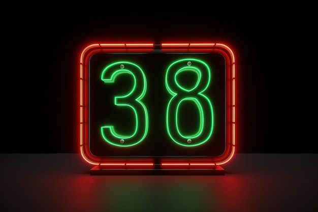 Numero trentotto simbolo vettore segno al neon banner luminoso segno al neon luce lettering