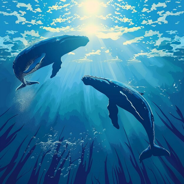 Nuotare nell'oceano Giorno internazionale delle balene dei delfini