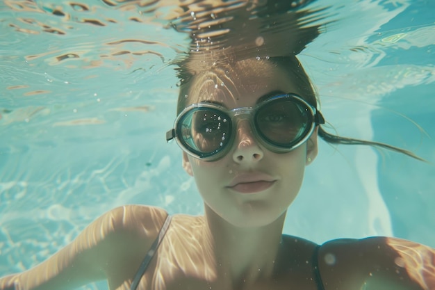 Nuotatrice alla piscina Foto sottomarina