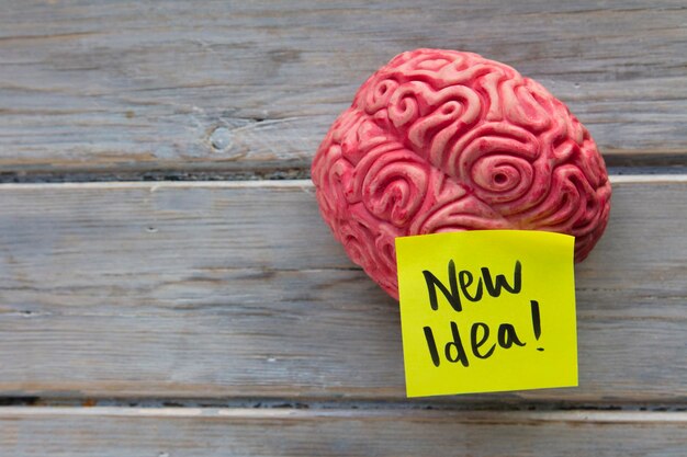 Nuova etichetta di idea bloccata su un cervello