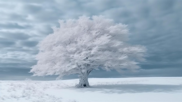 Nuova foresta di alberi Natale anno inverno neve bianca sfondo abete cielo di vacanza IA generativa