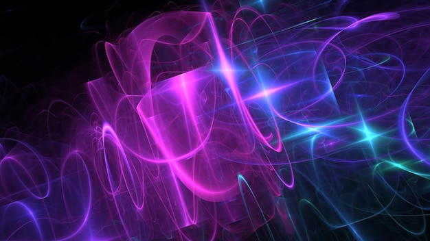 Nuova tecnologia digitale sfondo scuro luce al neon motion blur fantastico bagliore 3d rendering