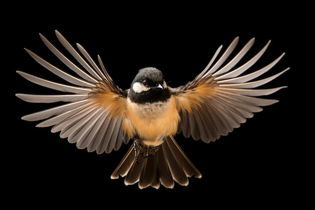 Nuova Zelanda Fantail Bird su sfondo nero