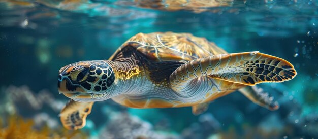 Nuove tartarughe marine verdi che nuotano