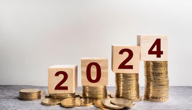 Nuovo anno 2024 blocco concetto minimo per la finanza e la crescita