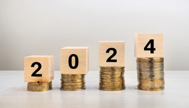 Nuovo anno 2024 risparmio finanziario concetto di crescita aziendale immagine