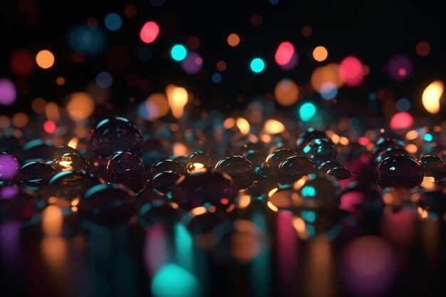 Nuovo anno bokeh sfondo luci colorate su un buio Luminoso neon astratto sfondo generativo ai