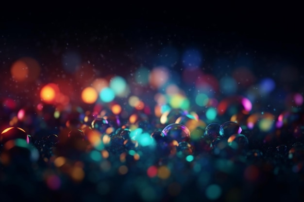 Nuovo anno bokeh sfondo luci colorate su un buio Luminoso neon astratto sfondo generativo ai