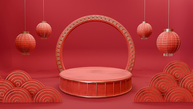 Nuovo anno cinese copia sfondo spaziale rendering 3D