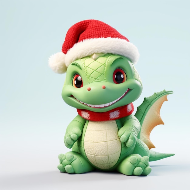 Nuovo anno cinese del drago poster natalizio del 2024 con il drago blu dei cartoni animati Ai generato arte