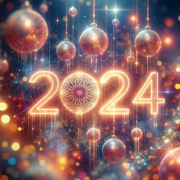Nuovo anno sfondo bokeh luce e le lettere 2024 wallpaper_ai generato