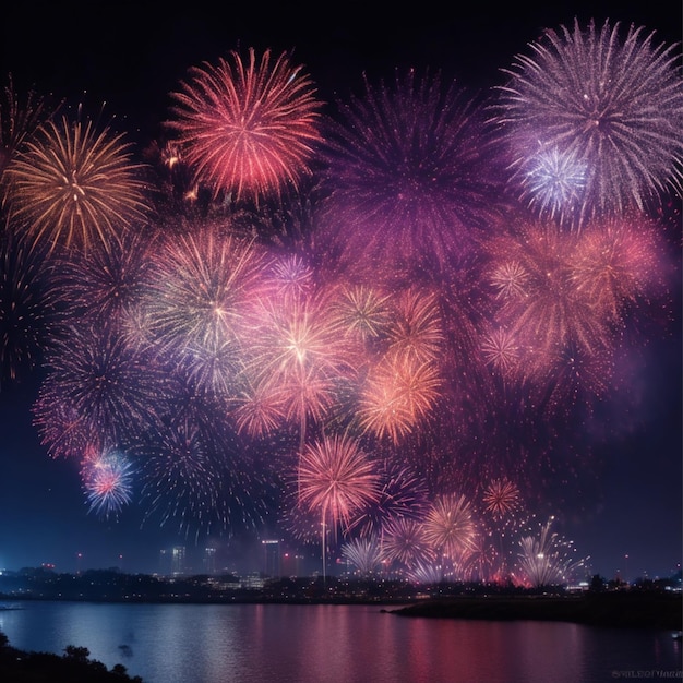 Nuovo anno sparsi bellissimi fuochi d'artificio 3