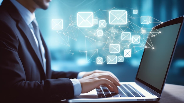 Nuovo concetto di notifica via email per la comunicazione via email aziendale e il marketing digitale