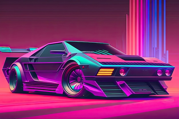 Nuovo Retrowave Purple Neon Background Design Art Generative AI