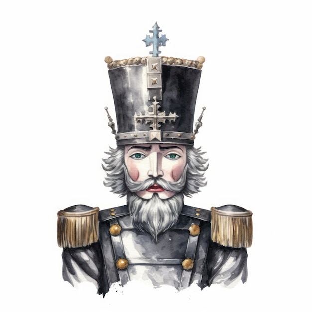 Nutcracker Illustrazione ad acquerello disegnata a mano isolata su sfondo bianco