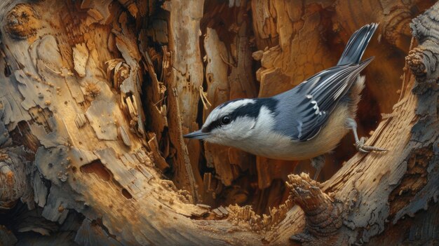 Nuthatch in albero IA generativa