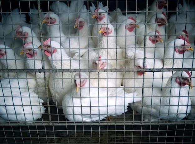 Nutrire i polli e allevarli al chiuso in un'azienda agricola intelligente Foto di alta qualità
