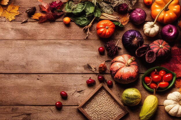 Nutrizione sana o vegetariana cibo fotografia diversi tipi di frutta e verdura sul tavolo di legno