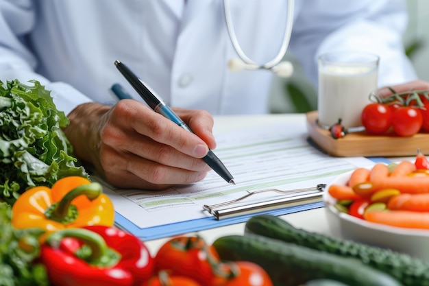 Nutrizionista Dottore che scrive un piano di dieta