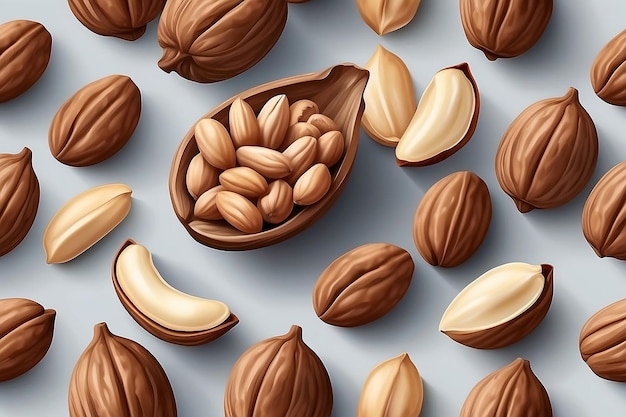 Nuts vector realistico modello di noci greche mandorle e nocciole pacchetti di progettazione dettagliata 3d