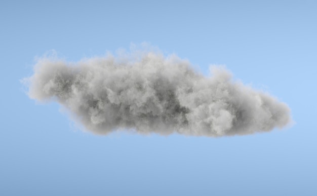 Nuvola 3d bianca isolata su sfondo blu Nuvola realistica nel cielo blu Rendering 3D