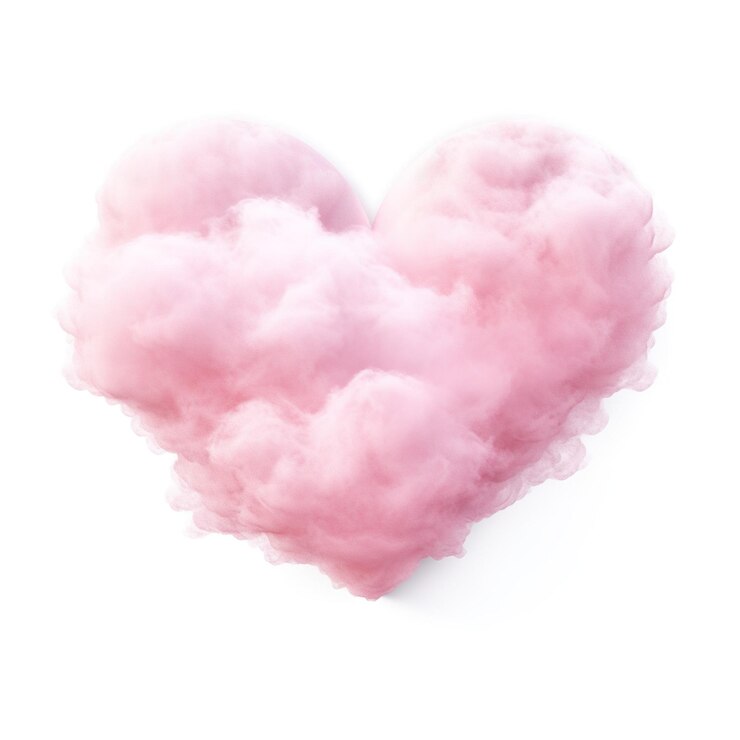 Nuvola a forma di cuore di colori rosa isolata su sfondo bianco